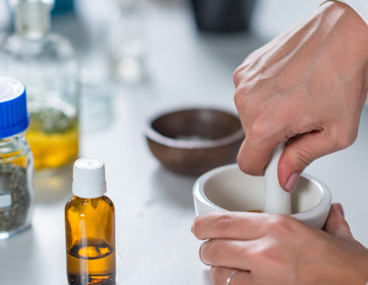 Homeopathy,Lab.,Homeopath,Preparing,Alternative,Herbal,Medicines.